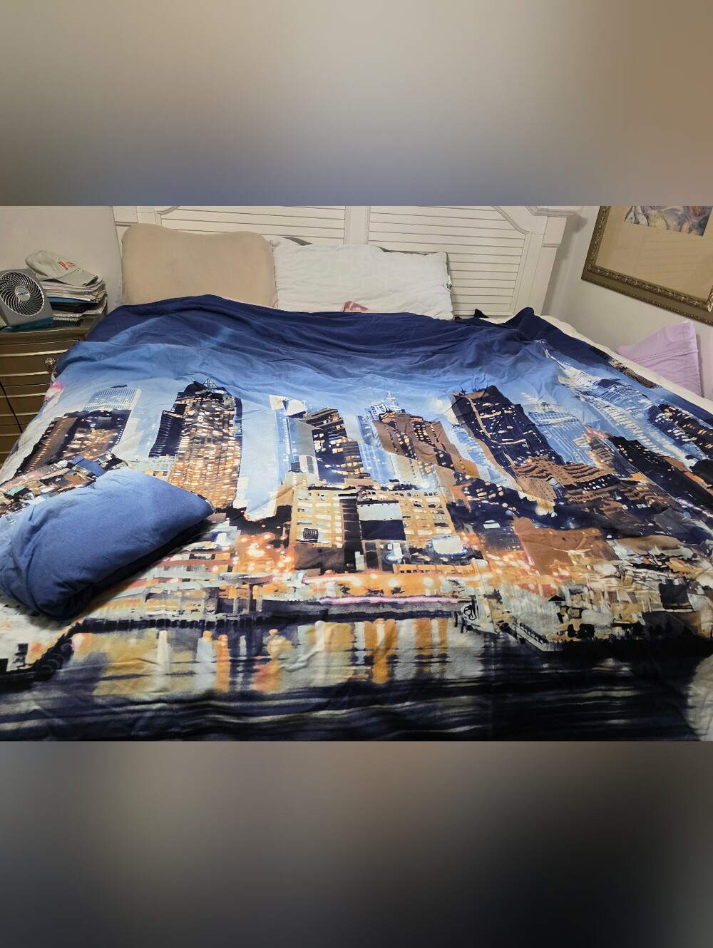 Cityscape Duvet Cover Set in Blue - Unbranded With Matching Sheet QUEEN
